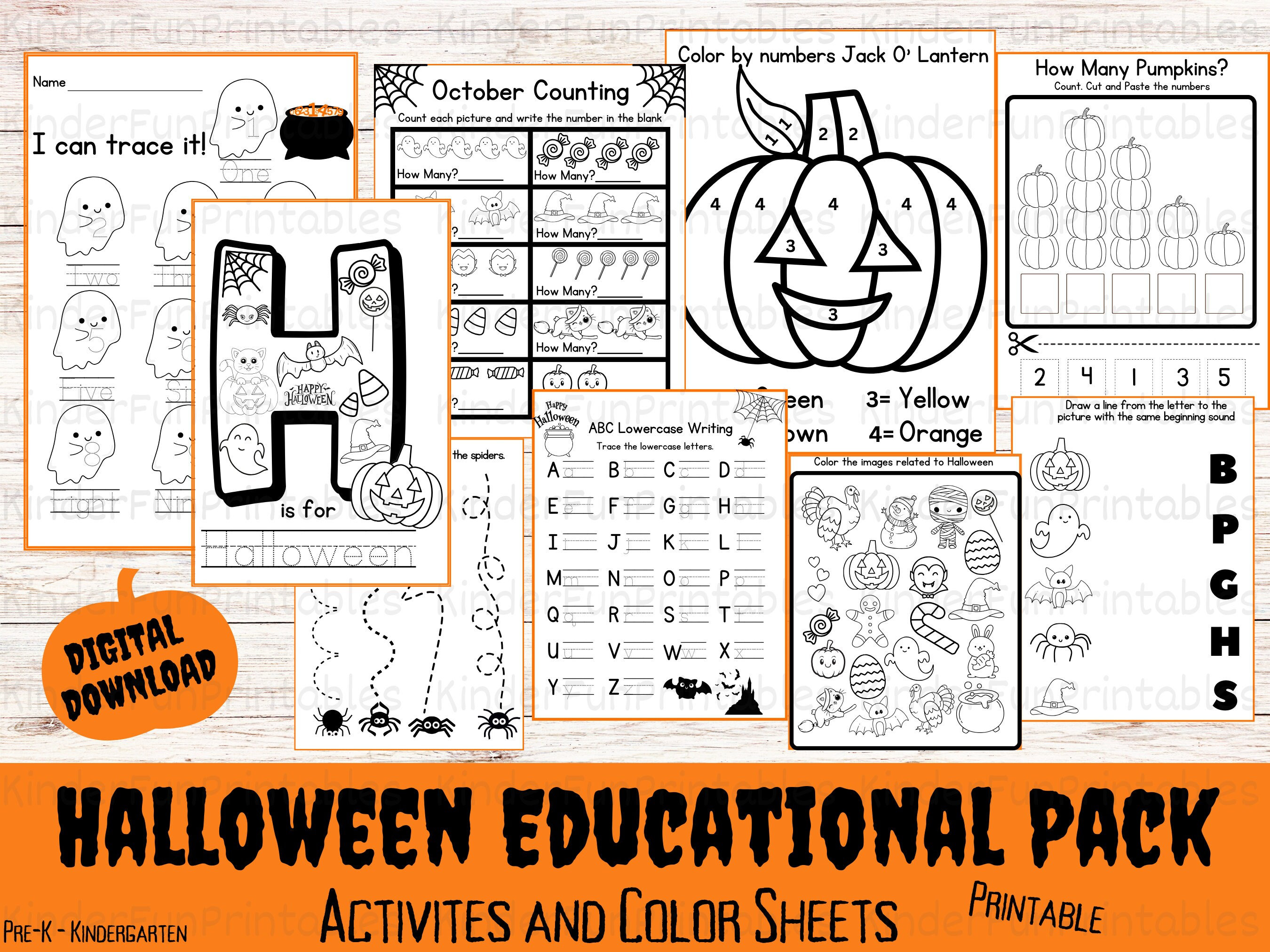 Pack éducatif Halloween | Pack Halloween | Feuilles de travail d'Halloween pour les enfants | Halloween préscolaire-maternelle à imprimer | Activités pour enfants|