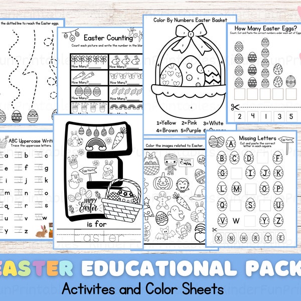 Easter Educational Pack| Coloring Pages| Easter Bundle| Easter Printable |Preschool Kindergarten| Homeschool| Easter Kids Activities|