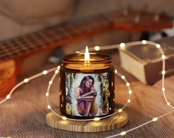 Soy Candle: Calming Aromatherapy, Rustic Home Decor, Woman Artist