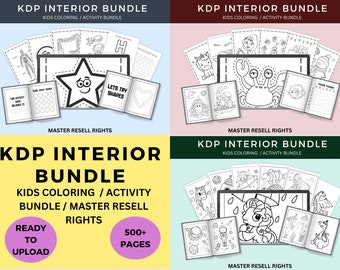 PLR Kids KDP Interior Coloring & Activity All Bundle, libro para niños imprimible y digital, derechos de reventa principales, páginas para colorear para niños, MRR