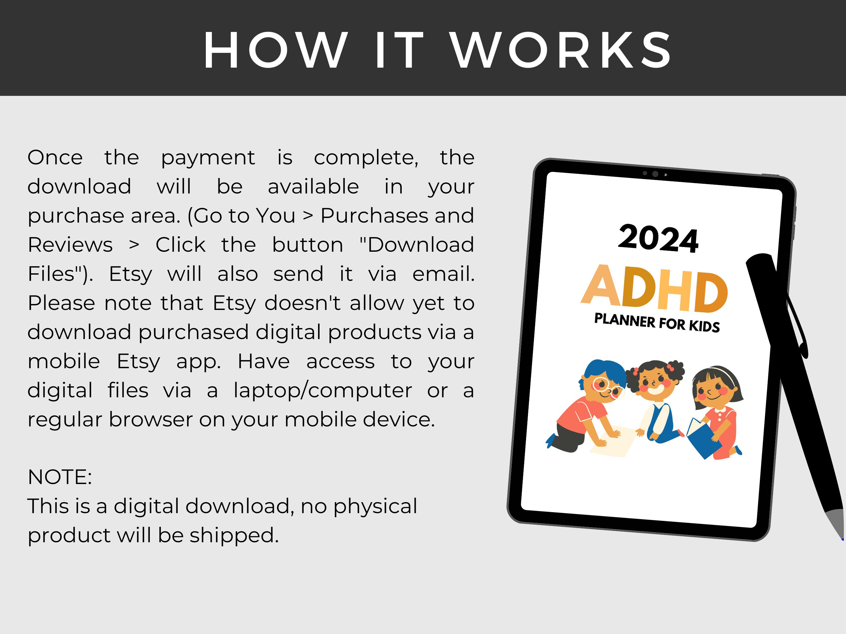 2024 ADHD Planner for Kids, Printable School Planner, Children Journal ...