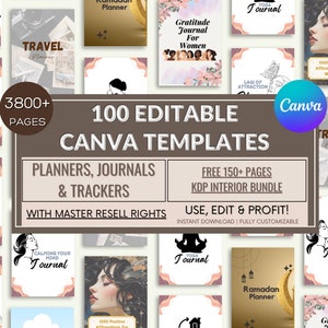 3800+ Pages PLR Canva Templates Bundle, 100 Canva PLR Templates, Planners, Journals, Trackers, PLR Products, Master Resell Rights, Mrr
