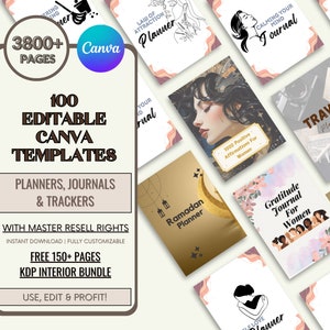 100 Canva PLR Vorlagen, 3800+ Seiten PLR Canva Template Bundle, Planer, Journals, Tracker, Printable, Master Wiederverkaufsrechte, PLR Produkte