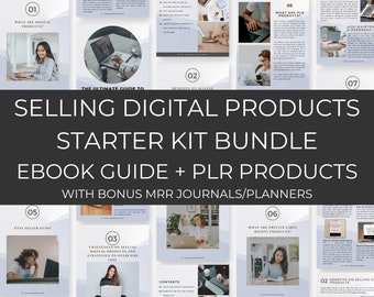 Cómo vender productos digitales, guía de Etsy para libros electrónicos, paquete de kit de inicio PLR, plantillas Plr Canva con 5 planificadores adicionales con derechos de reventa MRR