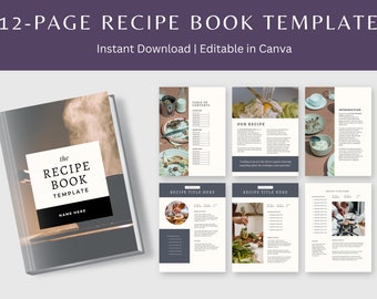 Plantilla de libro de recetas / Plantilla de recetas Libro de recetas editable Plantilla Canva Libro de recetas en blanco Libro de recetas digital Libro de recetas personalizado Libro de recetas