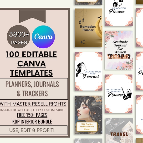 100 Canva Planners PLR Bundle | PLR Products, Canva Plr Templates, Plr Canva Templates, Plr Planners Printable, Master Resell Rights, Mrr