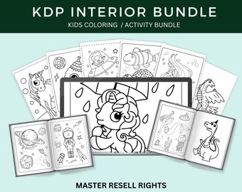 PLR Kids KDP Interior Coloring & Activity Bundle 3, Libro para niños imprimible y digital, Derechos de reventa principal, Páginas para colorear para niños, MRR