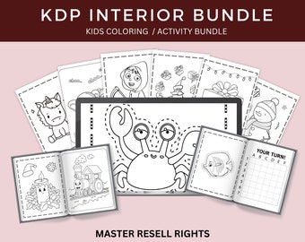 PLR Kids KDP Interior Coloring & Activity Bundle 2, Libro para niños imprimible y digital, Derechos de reventa principal, Páginas para colorear para niños, MRR
