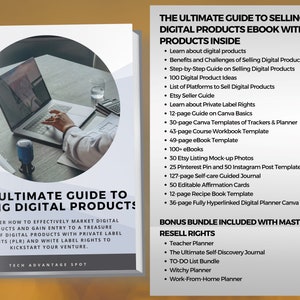 How to Sell Digital Products, EBook Etsy Guide, PLR Starter Kit Bundle, Plr Canva Templates with 5 Bonus Planners w/ Resell Rights MRR