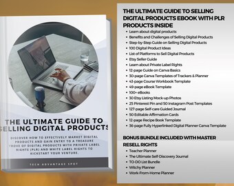 Cómo vender productos digitales, guía de Etsy para libros electrónicos, paquete de kit de inicio PLR, plantillas Plr Canva con 5 planificadores adicionales con derechos de reventa MRR