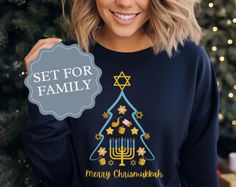 chrismukkah sweater for family photos holiday outfit for christmas party sweater for hanukkah tree sweater menorah sweater star of david