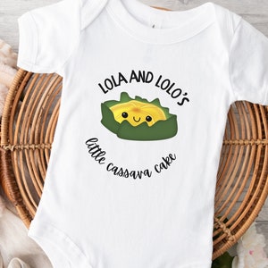 filipino bodysuit for baby cassava cake bodysuit filipino food gift for baby announcement reveal baby shower present lola lolo