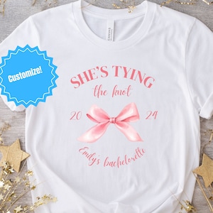 bachelorette shirt coquette bow t shirt for future bride tying the knot outfit for bachelorette party wedding party t-shirt custom shirts