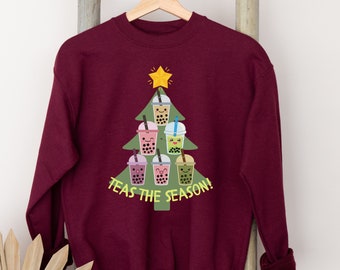 boba sweater for christmas party outfit boba christmas tree sweater holiday gift cute asian christmas sweater boba tea tree