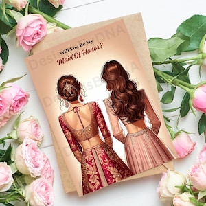 Proposta de dama de honra indiana, dama de honra Desi, convite de casamento indiano Desi, irmã MOH, convite de casamento do sul da Ásia, DIGITAL