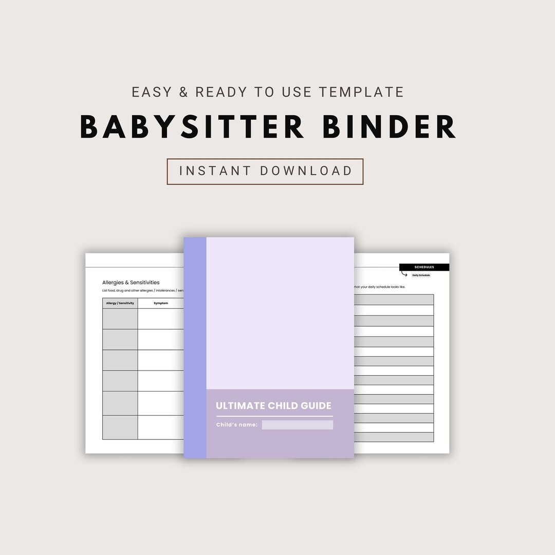 Ultimate Child Guide | Babysitter Binder | Babysitter Information ...