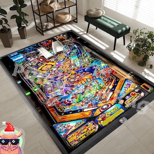 Pinball Game Rug, Retro Arcade Playroom Decor