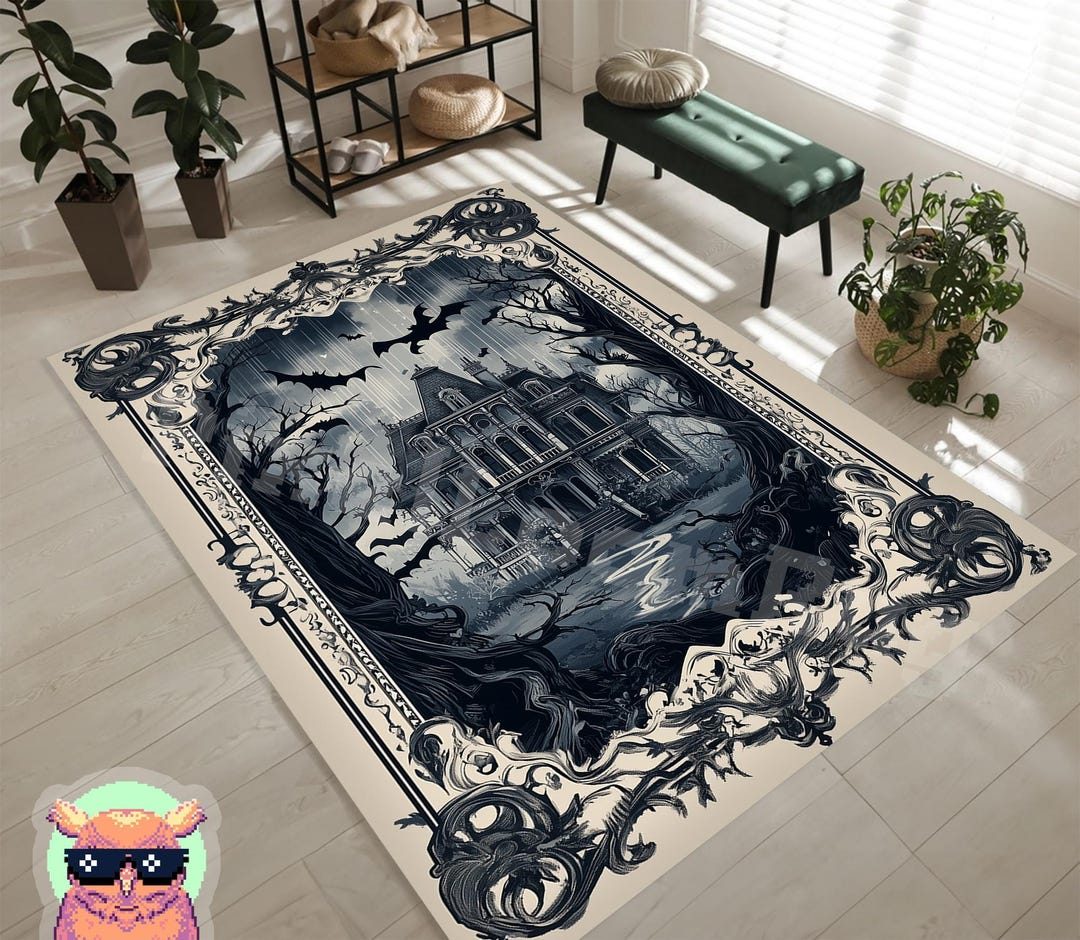 Gothic Area Rug: Haunted Mansion Design - Witchy Halloween Vibes - Etsy