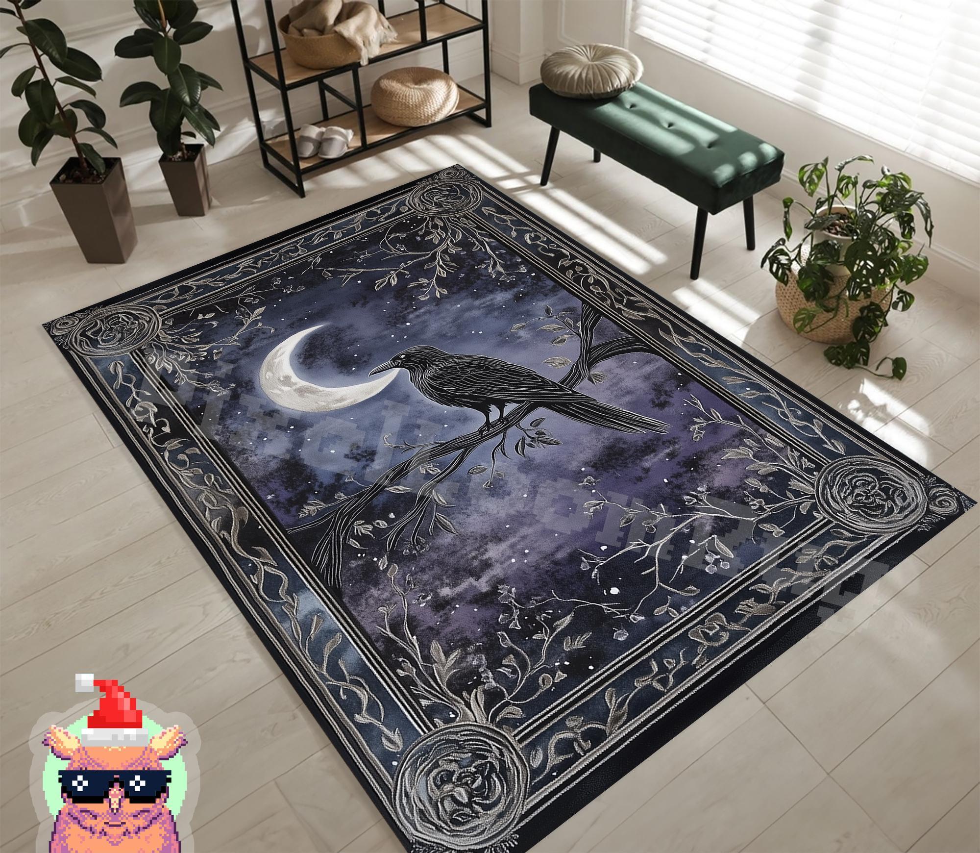 Raven and Moon Rug - Mystical Witchy Night Sky Accent - Etsy
