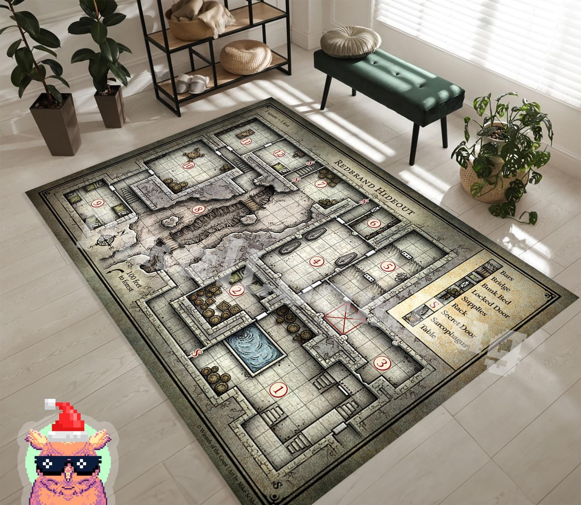 Dnd Rug Prop DND Map Rug, Redbrand Hideout Design (gaming Room Decor) - Etsy