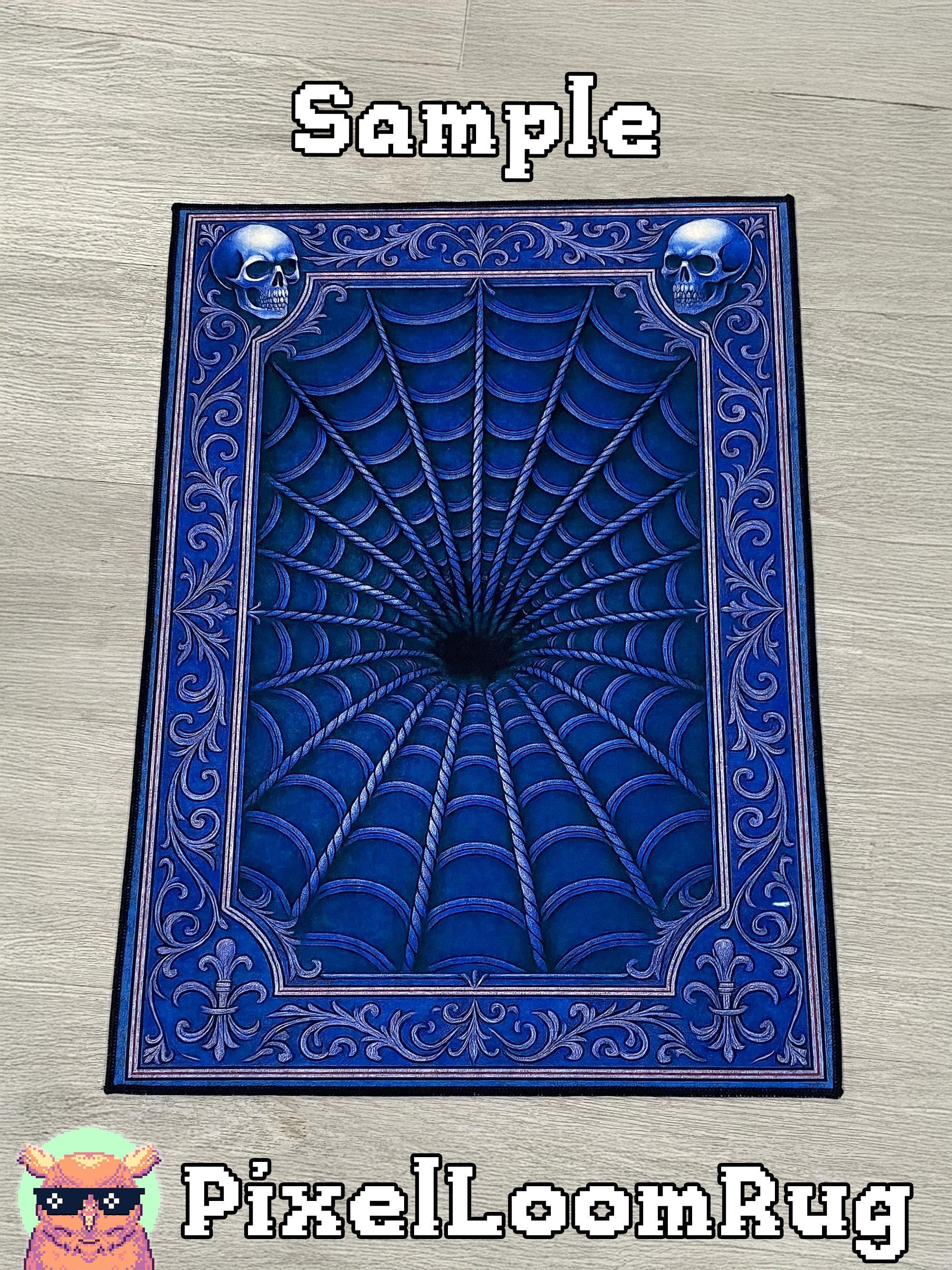 Vortex Spider Web Rug Gothic Spiderweb Rug – Blue 3D Vortex, Skull Corner Decor - Etsy