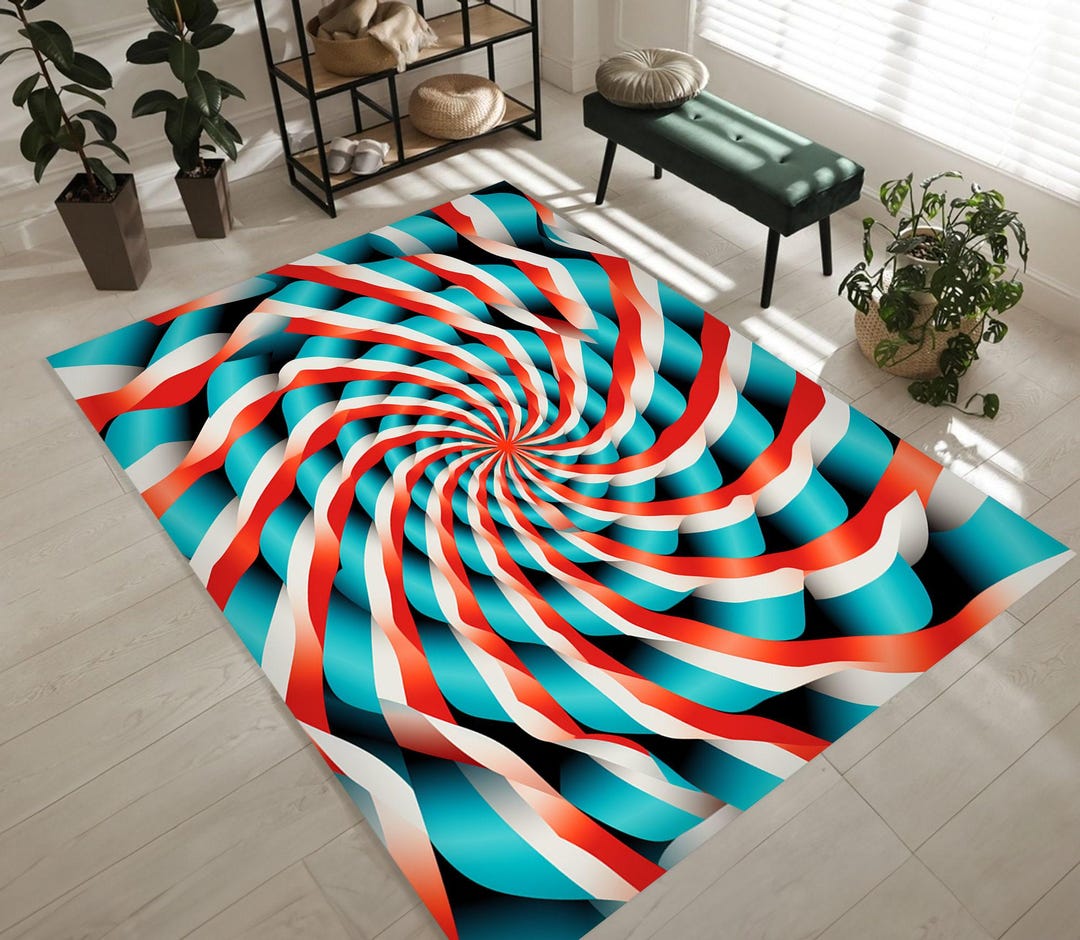 Optical Illusion Rug: 3D Vortex Design - Non Slip, Soft Floor Carpet - Etsy