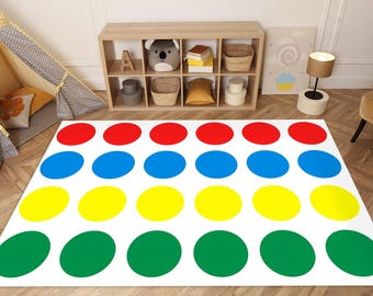 Kids Play Area Rug, Vibrant Twister Game Room Decor