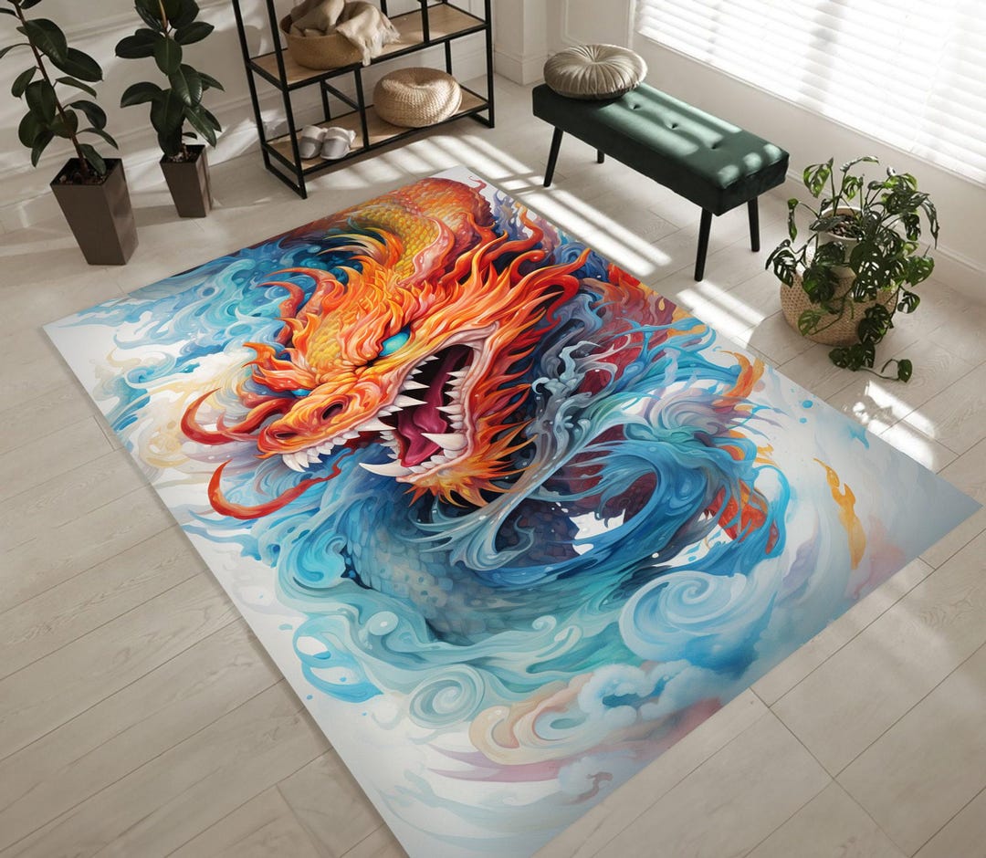 Drax Rugs Dragon Area Rug, Bright Ethnic Kids Room Decor - Etsy
