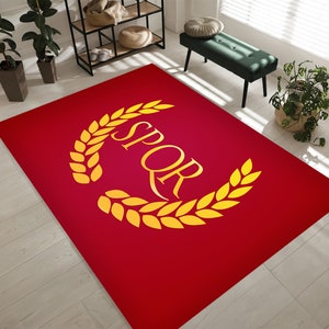 SPQR Rug,Roman Empire Rug,, Flag Rug, History Themed Rug, Ancient Rome Rug, Red Rug, Gift For Him Her, Fashion Rug, Area Rug,For Living Room
