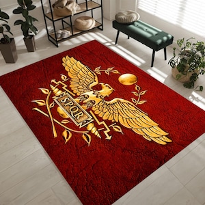 Roman Empire Rug, SPQR Flag Design, Red (50x70 cm and Custom Sizes)