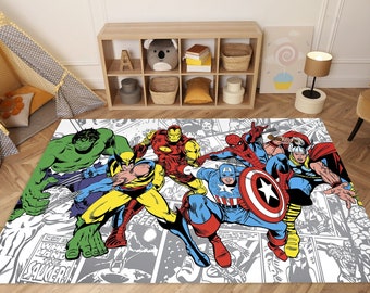 Super Hero Rugs, Superheroes Films Movie Character Rug, For Boy Bedroom, Superhero For Kids Room Rugs Children Carpet,Non Slip Rug, Cool Rug