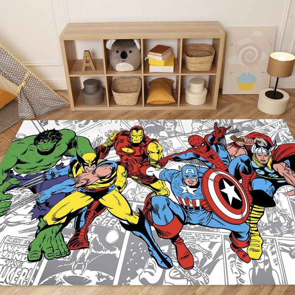 Super Hero Rugs, Superheroes Films Movie Character Rug, For Boy Bedroom, Superhero For Kids Room Rugs Children Carpet,Non Slip Rug, Cool Rug