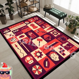 Gamer Rug, Game Room Rug, Retro Games, Computer Rug, Geeky Rug, Geeky Carpet, Computer Gift Rug,Home Programmer Gift, Custom Rug,Popular Rug