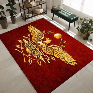SPQR Rug,Roman Empire Rug,, Flag Rug, History Themed Rug, Ancient Rome Rug, Red Rug, Gift For Him Her, Fashion Rug, Area Rug,For Living Room