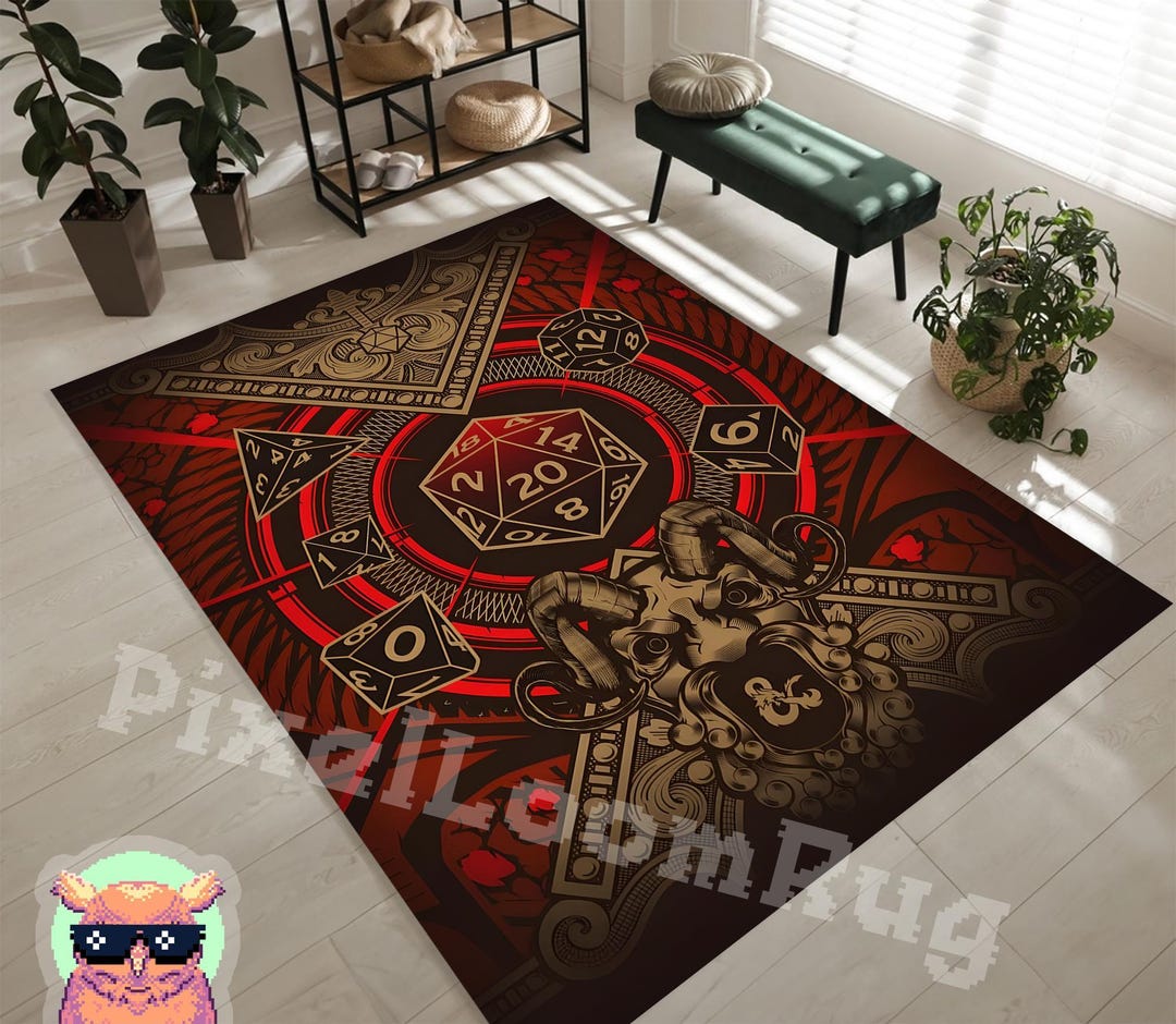 Dnd Red Rug DND Dice Rug – Red Fantasy Ritual Carpet for Gamer Room or Dungeon ...