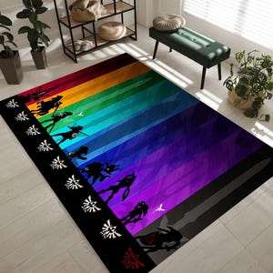 Zelda Inspired Gaming Rug, Colorful Gaming Room Decor image 3