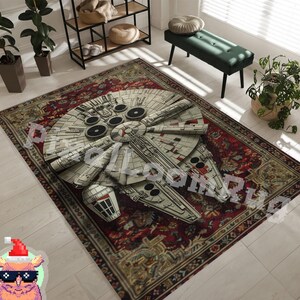 Millennium Falcon Rug, Star Wars Kids Room Decor (Non-Slip, Washable)