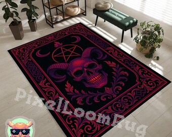Gothic Skull Rug, Dark Altar Bedroom Decor