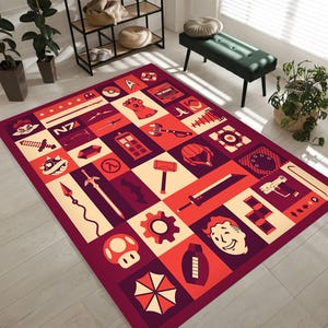 Retro Gamer Rug: Soft, Washable Game Room Carpet