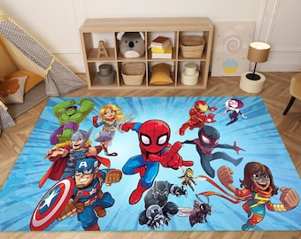 Super Hero Rugs, Superheroes Films Movie Character Rug, For Boy Bedroom, Superhero For Kids Room Rugs Children Carpet,Non Slip Rug, Cool Rug