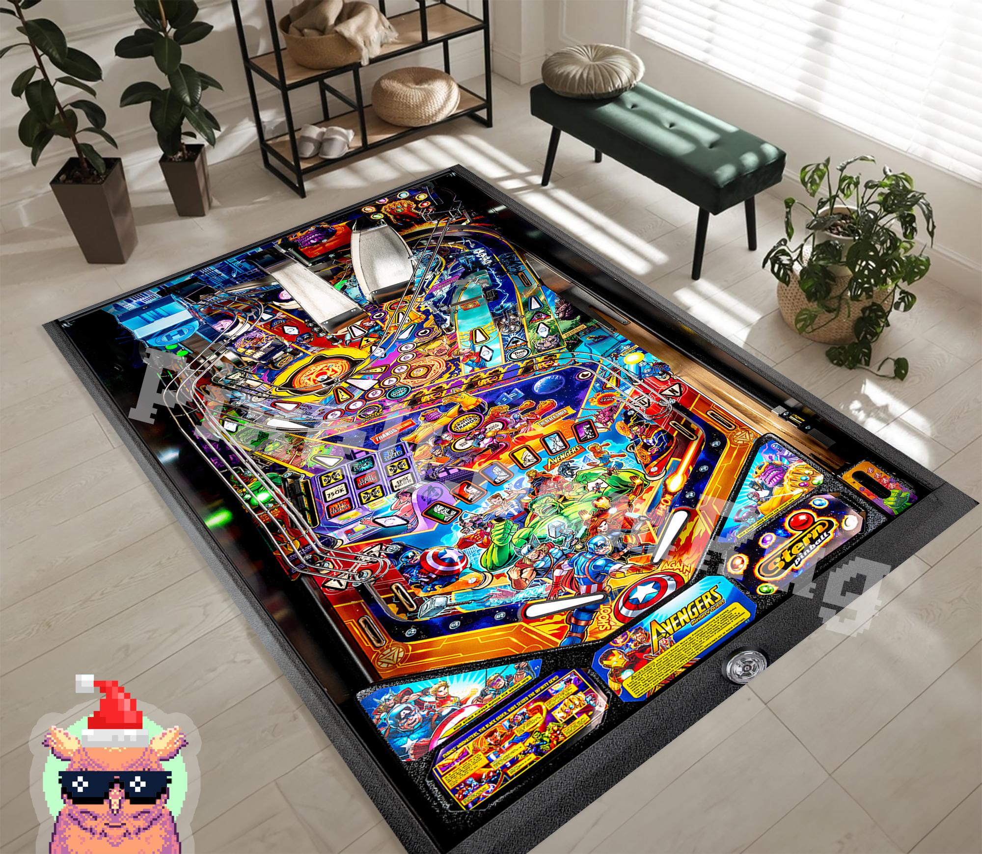 Pinball Playfield Rugs, Pinball Rug, Pinball Game Room Rug, Kids Room Decor, Pinball Decor, Game Room Rug, Gaming Rug, Pinball Art, Gift For