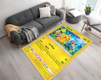 Game Card Rug, Pikachu Rug, Anime Rug, Game Cards, Kinderkamer Rug, Anime Decor Rug, Speelkaart Rug, Cadeau voor hem haar, Cool Rug,