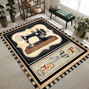 Decorative Sewing Rug: Colorful Pattern - Soft, Washable Cotton