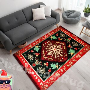 Christmas Rug, Snowflake  Rug, Christmas Decoration Rug, New Year Rug, Merry Christmas Rug, Xmas Rug, Christmas Flowers Rug, Gift Rug