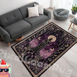 Celestial Moon Goddess Rug - Mystical Purple Area Rug with Lunar Design, Unique Living Room Decor, Spiritual Home Accent Gift