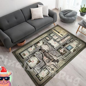 DND Map Rug, Redbrand Hideout Design (Gaming Room Decor)