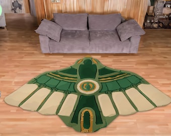 Alfombra planeadora de la leyenda de Zelda, decoración de videojuegos, verde y dorada (tamaños personalizados)