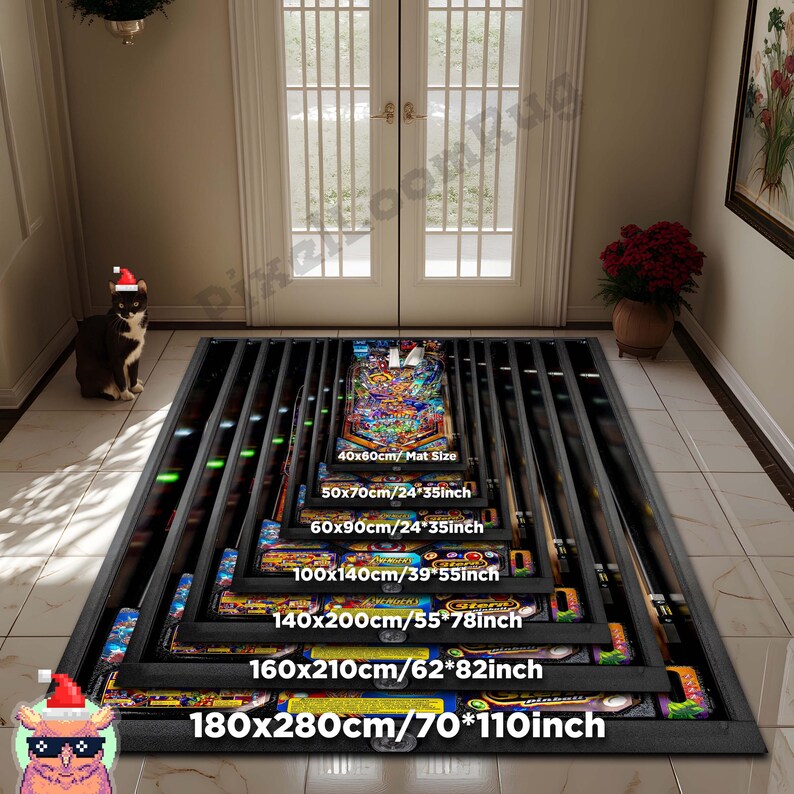 Pinball Rug: Fun Game Room Carpet (multiple Sizes Available) - Etsy