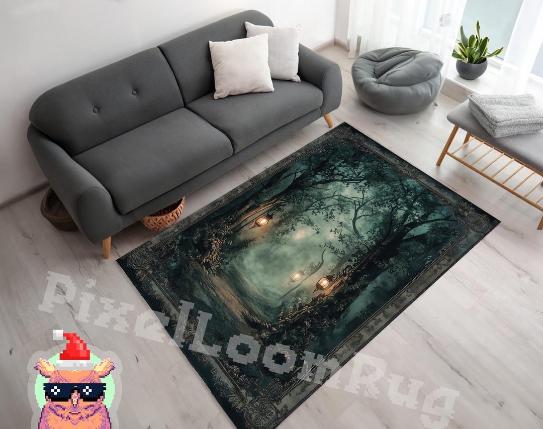 Forest Pathway Rug Enchanted Forest Rug, Gothic Fantasy Carpet, Lantern Pathway Décor ...