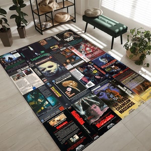 Klassischer Horrorfilm Teppich: 80&#39;s VHS Case Theme (Weich, Waschbar)